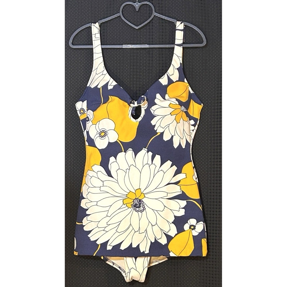 Groovy 1960's Vintage Bright Floral Mod Catalina One Piece Bathing Suit 36